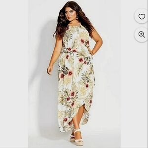 City Chic-Laysan Wrap Maxi Dress High Drawstring Neck With Keyhole-Size …